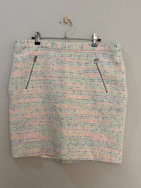 Halogen Multicolor Speckled Tweed Mini Skirt with Zip Pockets Size 16
